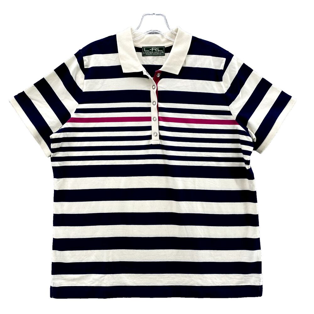 Lauren Ralph Lauren Active Polo Shirt‎ Men's Large Stripe Preppy 90s' Sportswear